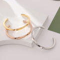European and American Style Wire Diameter round Accessories for Girls One Titanium Steel Women's Rose Gold Japanese and Korean Fashionable Rose Gold Bracelet.