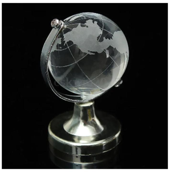 Crystal glass world globe crystal ball rotation crystal globe for Office Desk Decoration