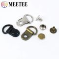 10/30/50Sets Meetee 9*14mm Metal Copper D Ring Buckle Carabiner Installation Nail Shoes Strap Hook Bag Accessory Leather Craft. 