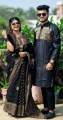 Stylish & fashionable New Matching best/Coupple Dress/For Men & Women / Saree & Panjabi/ (Combo Set)). 