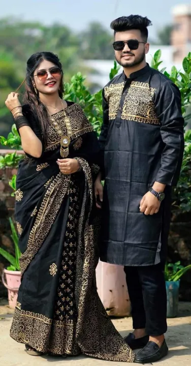 Stylish%20&%20fashionable%20New%20Matching%20best/Coupple%20Dress/For%20Men%20&%20Women%20/%20Saree%20&%20Panjabi/%20(Combo%20Set))%20-%20Image%202