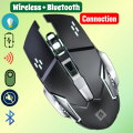 Wireless / Bluetooth Mouse Ergonomic Design Rechargeable 2.4GHz 2400DPI 6 Button Colorful Breathing Light Mouse for Gaming.