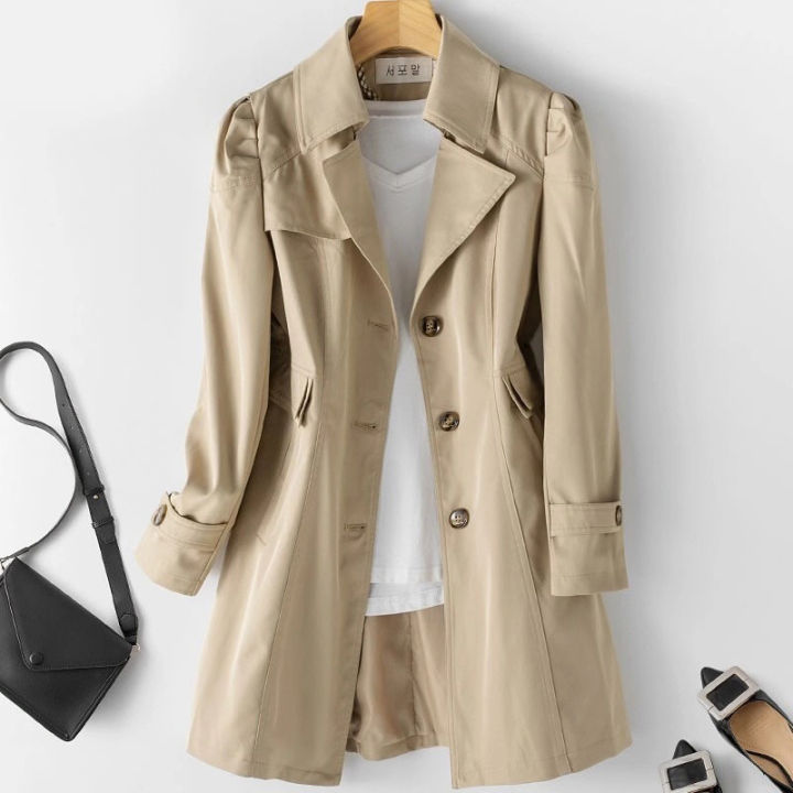 Spring Autumn Women Trench Coat New Slim Plus Size Medium Long Windbreaker Female Abrigos Brazil Business Outerwear