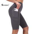 Summer Sport Yoga Shorts For Women Seamless Five-Point Biker Short With Side Pocket Hip Lift Gym Fitness Tights.