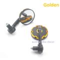 Evomosa Motorcycle Bar End Looking Glass. Side Rear View Round Cafe Racer Mirror Ends. Moving adjustable Mirror Glass. Golden. 