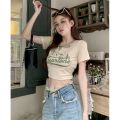 Hot Girl Fake Two-Piece Top Short Small Shirt Female Dopamine Girl Wear American Halter Design Short Sleeve T T-shirt ins. 