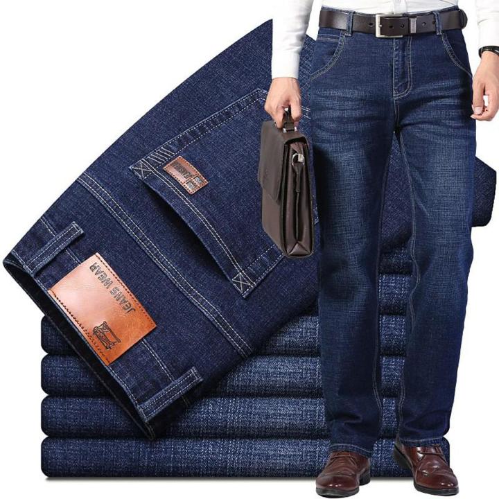 2022 Cotton Men's Jeans Denim Pants Brand Classic Clothes Overalls Straight Trousers for Men Black
