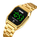 SKMEI 1679 Golden Stainless Steel Digital Watch For Unisex - Golden. 