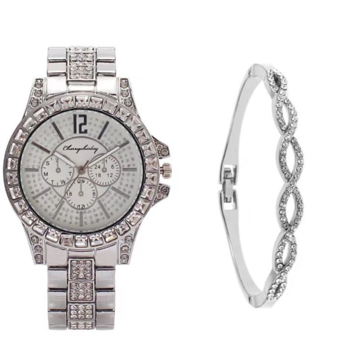 2023%20Foreign%20Trade%20Hot%20Selling%20Women's%20Business%20Gold%20Diamond%20Big%20Rhinestone%20Luxury%20Atmosphere%20Watch%20+%20Bracelet%20Gift%20Box%20Set%20-%20Image%205
