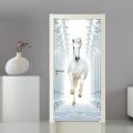 Horse Door Sticker Door cover Self-adhesive Wallpaper Kitchen Wall poster Deer Home Decoration Mural pvc. 