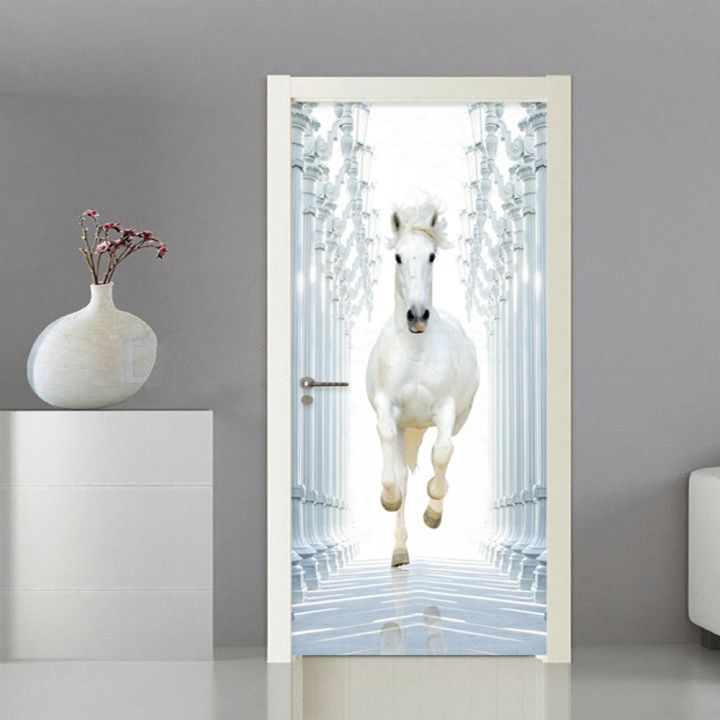 Horse%20Door%20Sticker%20Door%20cover%20Self-adhesive%20Wallpaper%20Kitchen%20Wall%20poster%20Deer%20Home%20Decoration%20Mural%20pvc%20-%20Image%203