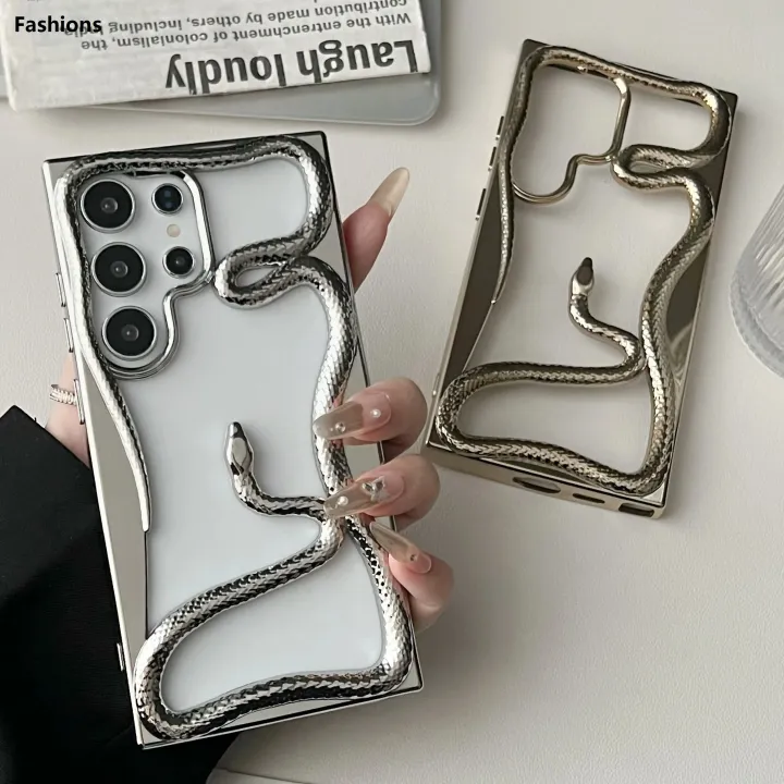 Fashions%20Luxury%20Plating%203D%20Hollow%20Snake%20Phone%20Case%20For%20Samsung%20S25%20S24%20S22%20S23%20Ultra%20FE%20A56%20A36%20A26%20A16%20A06%20A55%20Fashion%20Soft%20Shockproof%20Cover%20-%20Image%205