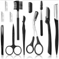 12Pcs Eyebrow Cutters Set Eye Brow Trimmer Scissors Face Shaver  Makeup Tools SUPER BABY. 
