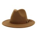 【Straggle Steipos】Autumn Winter Wide Flat Brim Wool Fedora Hats With Belt European Us Fashion Jazz Formal Top Hat Chapeau Black Cap For Men Women. 