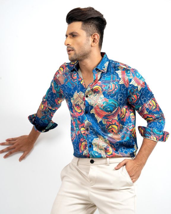 IQON%20Blue%20printed%20Silk%20Party%20Shirt%20for%20men%20-%20Image%202
