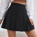 Women Mini Skirt Pleated Skirt Summer Clothes High Waist Chic Skirt College Solid Color Sweet A-line Skirt School Girl Uniform. 
