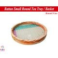 Rattan Small TEA Tray Round Shape Full 10'' Inc - Cane Handmade Serving Try / Uniq Food Basket..