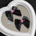 1PC Pink Coolemy Popular Simple Elegant Ins Style Sweet Hair Pins Hair Accessories Girls Black Bow Skull Women Hair Rope Ponytail Holder. 