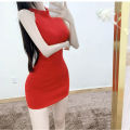 Korean Dongdaemun New Style Women's Cute Slimming Halter Tight Dress Short Skirt Summer.