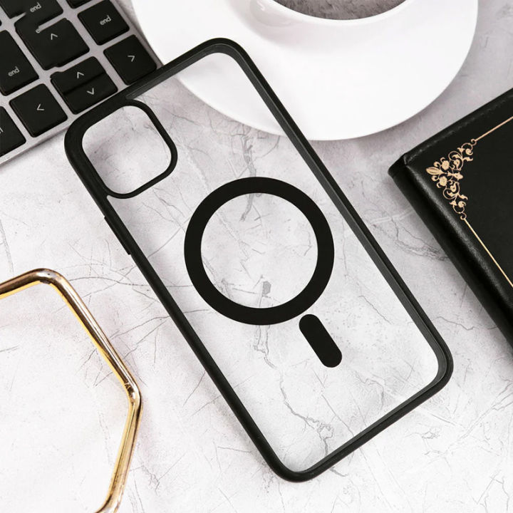 For Apple iPhone 11 PRO Transparent Magnetic Phone Case with Box for Magsafe Case For iPhone11 Pro Black Cases
