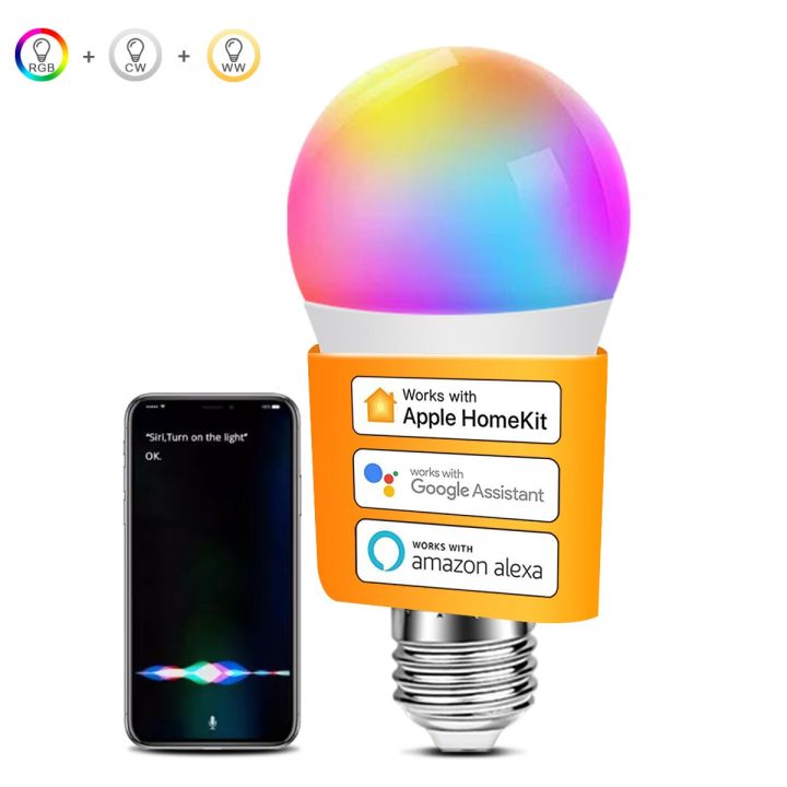 Smart WiFi LED light Bulb 15W lamp Compatible With Apple HomeKit Siri Alexa Google Assistant Dimmable E27 2700K-6500K RGB RGBW