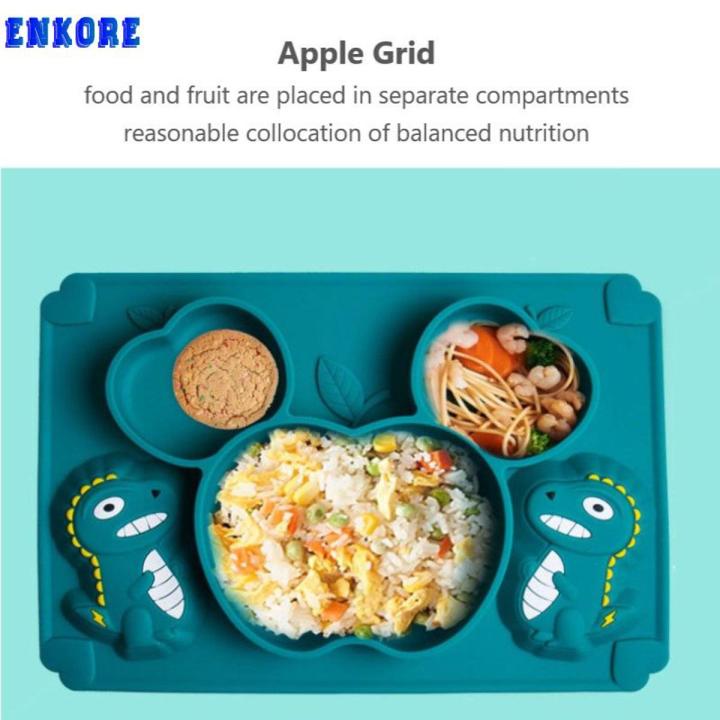 (New)Baby Dinner Plate et Baby Feeding Plate Training Bowl Poon Dinoaur Cartoon Non-lip Dinner Plate hot ell