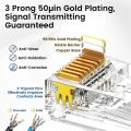 AMPCOM CAT6 CAT5E Pass Through RJ45 Modular Plug Network Connectors UTP 3/50μ Gold-Plated 8P8C Crimp End for Ethernet Cable.