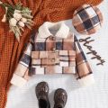 Kids Baby Girls Plaid Jacket Casual Warm Button Down Jackets and Beret Hat for Toddler Newborn.