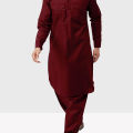 Cotton Kabli Suit Set for Men - Maroon. 