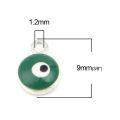 20 PCs Enamel Evil Eye Charms Zinc Based Alloy Religious Round Charms Gold Color Silver Color For DIY Jewelry Making 9*7mm. 