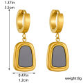 316L Stainless Steel Simple Square Gold Color Pendant Necklace Earring For Women Trendy Korean Jewelry Set Holiday Gift. 