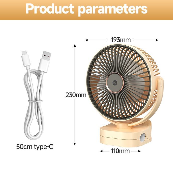 DP-7638%20AC/DC%20Rechargeable%204000mAh%20Battery%20360%C2%B0%20Adjustable%20Desk%20/%20Clip%20Fan%20With%20Night%20Lighting%20Function%20-%20Image%207