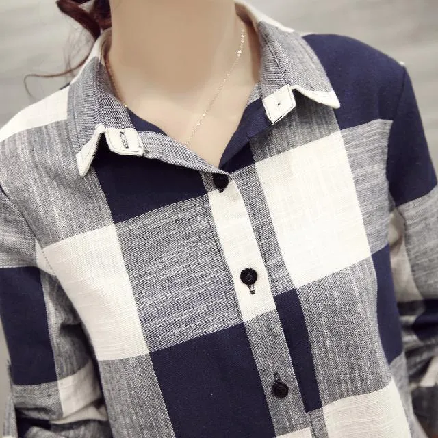 Plaid%20Loose-Fitting%20Shirt%20Mid-Length%20Fashion%20Large%20Size%20Women's%20Shirt%20Spring%20and%20Autumn%20New%20Korean%20Slim%20Fit%20Sun%20Protective%20Clothes%20Coat%20-%20Image%204