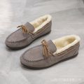 Gommino Female Winter Fleece-lined 2024 New Fur Shoes Female Outdoor Non-Slip One Pedal Loafer Snow Cotton Boots.