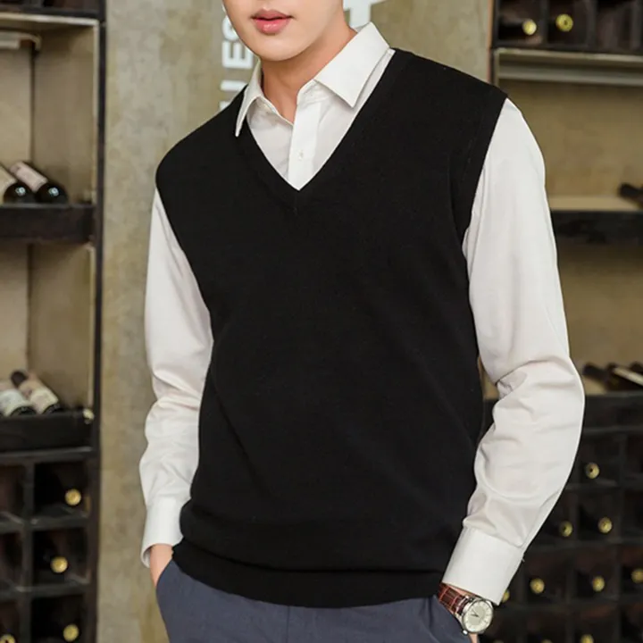 Men%20Knitted%20Vest%20Wear-resistant%20Men%20Solid%20Color%20V-neck%20Pullover%20Waistcoat%20-%20Image%204