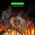 Grilling Nonstick Grilling Basket with Lid Durable Metal Barbecue Basket with Foldable Removeable Wooden Handle BBQ Barbecue Tool for Fish Vegetable Steak Meat Shrimp.