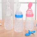Silicone Baby Food Dispensing Spoon & Feeder, Travel Baby Training Bottle with Spoon Soft Head Baby Feeding Tools kids.