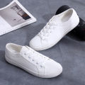 Unisex White Canvas Shoes Casual Summer Vulcanized Shoes Lace-up Students Cloth Shoe Women's Flats Sneakers Women Board Shoes House Foocus. 