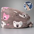 Nurse Scrubs Cap Adjustable Scrubs Hat Unisex Cotton Pink Print Nursing Caps Accessories Medical Work Hat Pet Shop Surgicals Hat. 