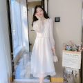 White Moonlight Cinnabar Mole 2022 Amoi Glossy Silk Temperament Slimming Youthful-Looking Overall Dress Set Super Fairy Dress. 