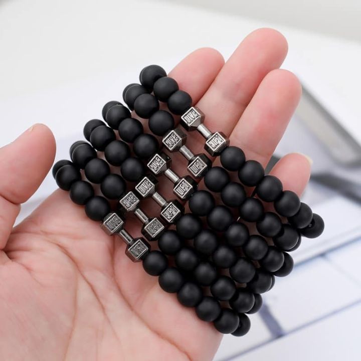 Stainless%20Steel%20%20Black%20Stone%20Beaded%20Bracelet%20Fitness%20Fit%20Life%20Prayer%20Dumbbell%20Bracelets%20for%20Men%20-%20Image%204