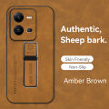 lthmy for VIVO V25e case hard shockproof PU leather cellphone back cover phone casing Bracket Holder.
