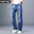 6 Colors Spring Summer Men's Thin Straight-leg Loose Jeans Classic Style Advanced Stretch Baggy Pants Male Plus Size 40 42 44. 