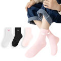 Pack of 3 Pairs Girls Premium Short Breathable Basic School Socks (2-14 Years) From Levin. 