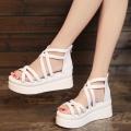 OIMG Womens Ladies Girls Korean Sandals For Women Fashion Women’Sround Toe Shoes Cross Strap Muffin Bottom Non-Slip Sandals Wedge Sandals Female Shoes Women Shoes.