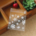 100 pcs Sachets Pouches White Snowflake Packaging Bag for Cookies Biscuits Christmas Candies. 