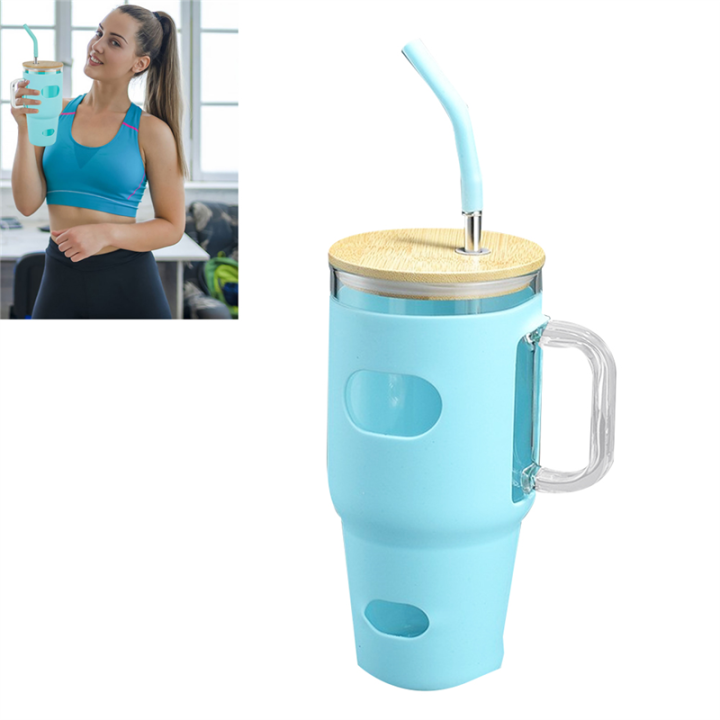 32%20Oz%20Glass%20Tumbler%20with%20Lid%20and%20Straw,%20Glass%20Water%20Bottles%20with%20Handle,%20Glass%20Cup%20with%20Silicone%20Sleeve,Cup%20Holder%20Reusable%20Blue%20-%20Image%207