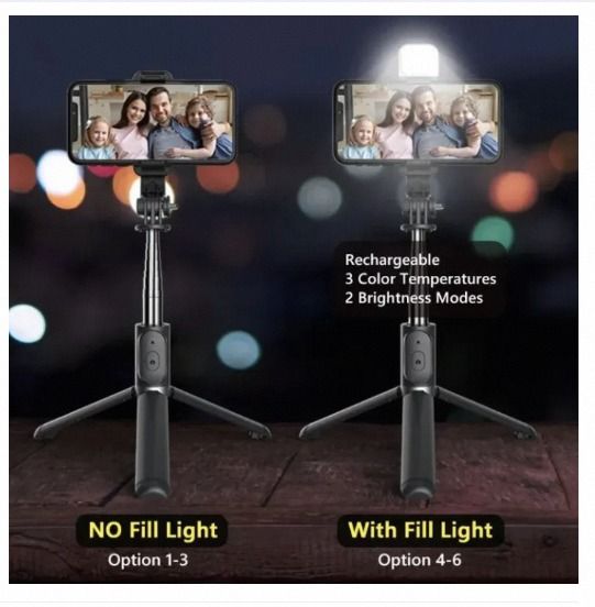 Q07%20Selfie%20Stick%20Foldable%20Mini%20Tripod%20with%20Fill%20Light%20Bluetooth%20Remote%20Shutter%20Retractable%20Rod%20for%20Phone%20(100cm)%20-%20Image%203