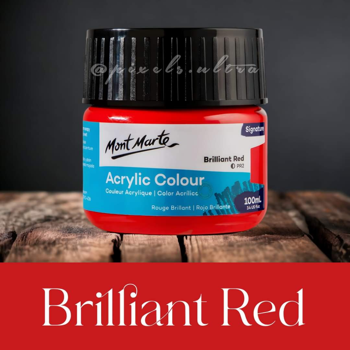 Mont Marte Acrylic Colour Paint 100ml (Brilliant Red)