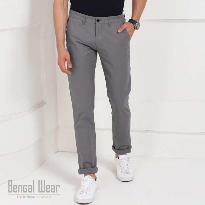 Slim-Fit Chino Gabardine Pants - Light Ash